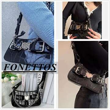 FONETTOS Punk Bag, Sourpuss Gothic Tote Purse Y2K Cool Style Trendy Women Shoulder Bags Rock Fashion Girls Handbag