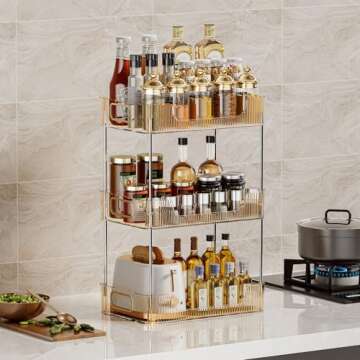 Gold 3-Tier Bathroom Countertop Organizer for Skincare