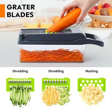 MAIPOR Vegetable/Pro Onion Chopper, Multifunctional 13 in 1 Food Chopper, Kitchen Vegetable Slicer Dicer Cutter With 8 Blades,Veggie, Carrot and Garlic Chopper With Container (Gray)