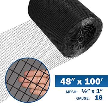 Fencer Wire 16 Gauge Black Vinyl Coated Welded Wire Mesh Size 0.5 inch by 1 inch (4 ft. x 100 ft.)