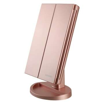 Tri-Fold Lighted Vanity Mirror with Magnification