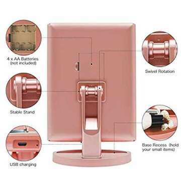 Tri-Fold Lighted Vanity Mirror with Magnification