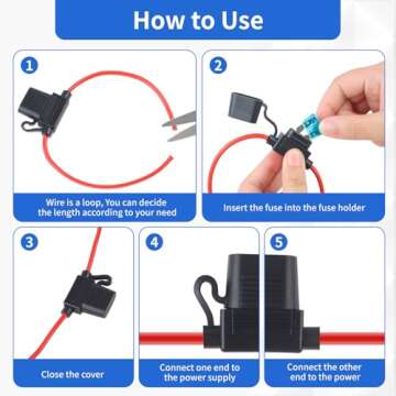 6 Pack Inline Fuse Holder 12V, Upgraded 12 AWG Waterproof Fuse Holder with 66 Pcs Standard Car Fuses (2A/3A/5A/7.5A/10A/15A/20A/25A/30A/35A/40A), YNZDRWA in Line Fuse Holders 12v for Marine Auto