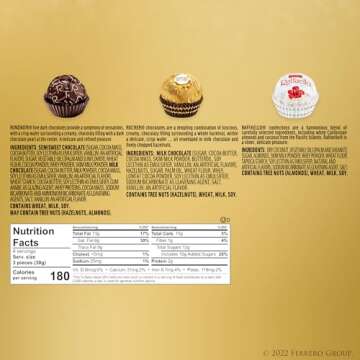 Ferrero Rocher, 12 Count, Premium Gourmet Assorted Hazelnut Milk Chocolate, Dark Chocolate and Coconut Chocolates, Chocolate Gift Box, 4.6 oz