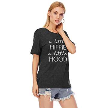 Beautiful Crazy Shirt for Women Funny Country Music Tee Heart Graphic Short Sleeve Top (Z Grey, L)