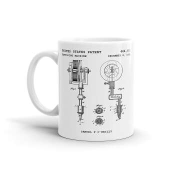 Tattoo Machine Coffee Mug with Patent Artwork