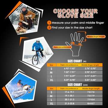 ihuan Winter Gloves for Men Women-Waterproof Running Cycling Glove for Cold Weather, Thermal Warm Windproof Gloves Touch Screen Finger for Skiing Snow Driving Snowboarding