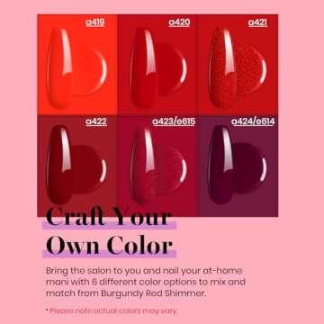 Beetles Red Gel Nail Polish Set - 6 Colors Bloody Mary Collection Popular Shimmer Red Burgundy Gel Polish Kit Nail Art Design Soak Off Uv LED Gel Nail Kit Minicure DIY Home Valentine's Day Gifts