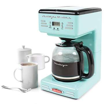 Nostalgia RCOF120AQ Retro 12-Cup Programmable Coffee Maker – Aqua Blue