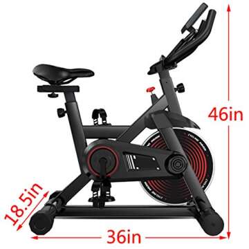 Exercise Bike, Belt Drive Indoor Cycling Bike with Phone Holder and LCD Monitor, Resistance Exercise Bikes Stationary Bike, Multi - grips Handlebar, Heavy Flywheel and Heavy-duty Steel Frame