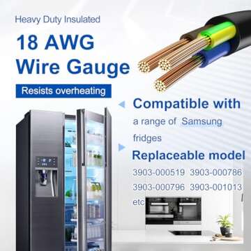 Samsung Refrigerator Power Cord Replacement - 1 Year Warranty