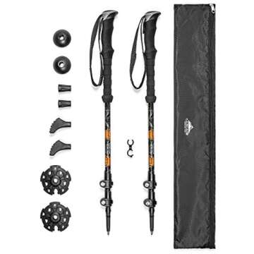 Cascade Mountain Tech Trekking Poles - Aluminum Hiking Walking Sticks with Adjustable Locks Expandable to 54" (Set of 2) , Orange