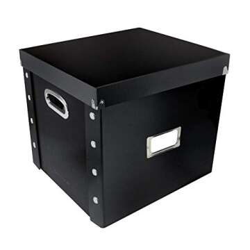 Snap-N-Store Vinyl Record Storage Box - 12" - 2 Pack - Crate Holds up to 75 Vinyl Albums - Black