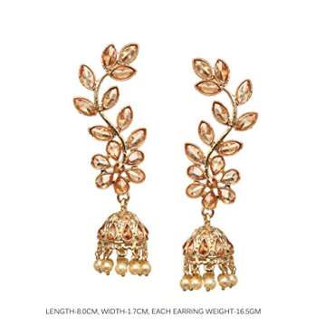 Bindhani Sparkling Golden AD Stone Dangling Multiple Jhumka Indian Earrings For Women