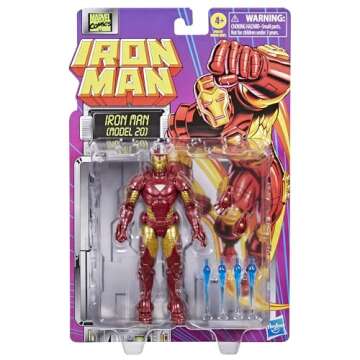 Marvel Legends Series Iron Man (Model 20), Iron Man Comics Collectible 6-Inch Action Figure, Retro-Inspired Blister Card