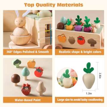 OESSUF Montessori Toys Toddlers Wooden Educational Toys for Baby Boys Girls, Shape Sorting & Matching Fine Motor Skills Toys, Birthday Gifts for Kids