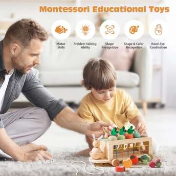 OESSUF Montessori Toys Toddlers Wooden Educational Toys for Baby Boys Girls, Shape Sorting & Matching Fine Motor Skills Toys, Birthday Gifts for Kids