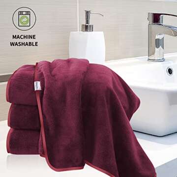 Cosy Family Microfiber 4 Pack Bath Towel Set, Lightweight and Quick Drying, Ultra Soft Highly Absorbent Towels for Bathroom, Gym, Hotel, Beach and Spa (Burgundy)