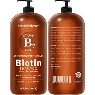 New York Biology Biotin Shampoo and Conditioner Set for Hair Growth and Thinning Hair - Thickening Formula for Hair Loss Treatment - For Men & Women - Anti Dandruff - 16.9 Fl Oz