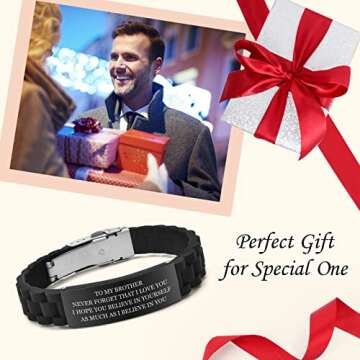 To My Brother Gift Bracelet - Inspirational Engraved Silicone Wristband