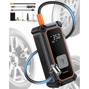 OlarHike Cordless Electric Tire Inflator - 12V Auto Pump for Cars & Bikes