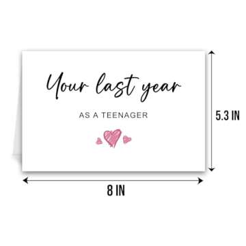 Qiliji Funny 19th Birthday Card for Son Daughter, 19 Years Old Birthday Card for Boy Girl, Nineteenth Birthday Card for Sister Brother Friend, Your Last Year As A Teenager