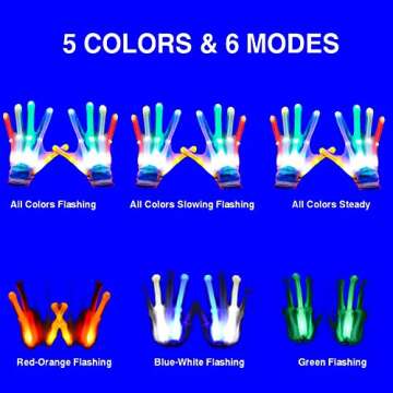 GOLEDLF LED Gloves for Kids - Colorful Light Up Gloves Perfect Party Favors and Gifts for Boys and Girls Ages 3-6 Flashing Light Up Gloves Easter Birthday Gifts for Boy Toys Age 6-8 Outdoor Toy