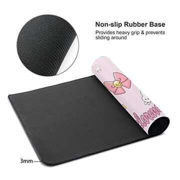 Cute Pink Moon Mouse Pad Large Kawaii Anime Mousepad Pink Gaming Mouse Mat Non-Slip Rubber Base Computer Laptop Desk Pad Accessories 31.5 X 11.8 inch