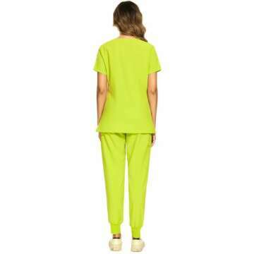 COZYFIT Scrubs for Women Set - Stretch V-Neck Scrub Top & Jogger Pant with 8 Pockets