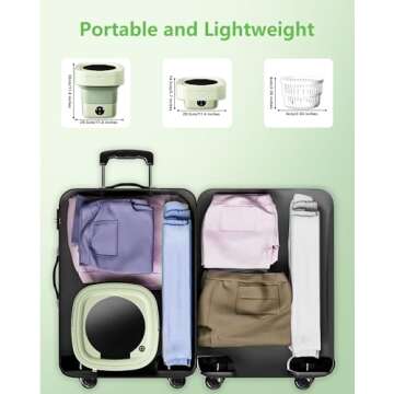 Portable Washing Machine, Mini 9L Foldable Washer and Dryer with 3 Modes Deep Cleaning for Underwear,Baby Clothes,Socks,Small Items.Mini Laundry Washer for Apartments,Dormitories,Camping,Travel(Green)