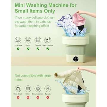 Portable Washing Machine, Mini 9L Foldable Washer and Dryer with 3 Modes Deep Cleaning for Underwear,Baby Clothes,Socks,Small Items.Mini Laundry Washer for Apartments,Dormitories,Camping,Travel(Green)