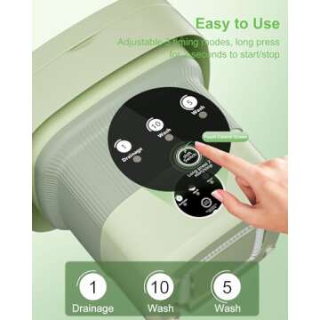 Portable Washing Machine, Mini 9L Foldable Washer and Dryer with 3 Modes Deep Cleaning for Underwear,Baby Clothes,Socks,Small Items.Mini Laundry Washer for Apartments,Dormitories,Camping,Travel(Green)