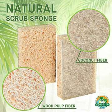 Zero Waste Earth Friendly Cleaning Sponge Pack of 6 | Reusable Scrub Pads Pack of 6 | Non-Scratch Sponge |Kitchen Scrubbers for Dishes and Cleaning | Plastic Free Coconut Kitchen Scrubber