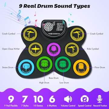 CAHAYA 9-Pad Electronic Drum Set for Kids