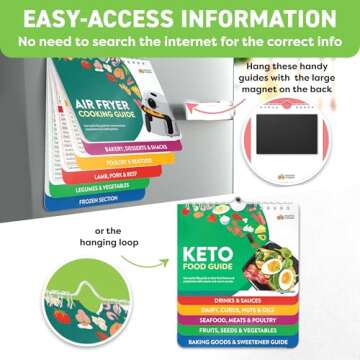 Air Fryer & Keto Cookbook Magnets - Set of 2 (7”x6”) - Air Fryer Accessories & Keto Meal Plan Cookbook - Airfryer Kitchen Accessories - Keto Foods & Keto Diet Book For Beginners - Kitchen Gadgets 2024