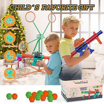 Shooting Games Toys for Age 5 6 7 8 9 10+ Year Old Boys, Kids Toy Sports & Outdoor Game with Moving Shooting Target & 2 Popper Air Toy Guns & 24 Foam Balls, Gifts for Boys and Girls