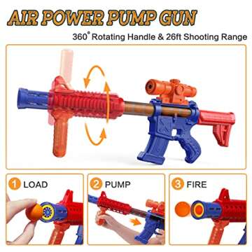 Shooting Games Toys for Age 5 6 7 8 9 10+ Year Old Boys, Kids Toy Sports & Outdoor Game with Moving Shooting Target & 2 Popper Air Toy Guns & 24 Foam Balls, Gifts for Boys and Girls