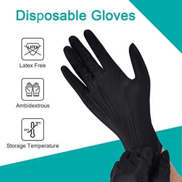 Schneider Black Vinyl Synthetic Exam Gloves, 4 Mil, Small, Disposable Gloves Latex-Free, Plastic for Medical, Cooking, Cleaning, and Food Prep, Surgical Powder-Free, Non-Sterile, 100-ct Box (S)