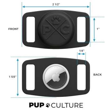 Pup Culture AirTag Dog Collar | Durable & Protective Dog AirTag Holder - Track Your Pet Using Apple AirTag Technology - Dog Collar AirTag Holder -for Dogs and Cats