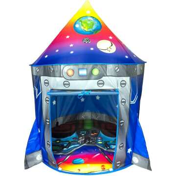 Rocket Ship Kids Play Tent | Unique Space and Planet Design Tent for Boys and Girls | Indoor and Outdoor Imaginative Activities, Games & Gift