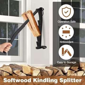 XDGGCSY Wall Mounted Kindling Splitter for Wood, Portable Metal Manual Fire Wood Kindling Splitter, Hand Sturdy Firewood Cutter, Heavy Duty Firewood Log Splitter Crackers Wedge for Indoor or Outdoor