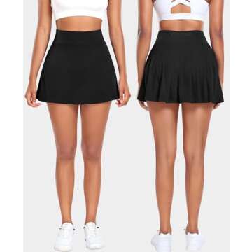 Pleated Tennis Skirts for Women with Pockets Shorts Athletic Golf Skorts Running Workout Sports Activewear Skirt (Black, X-Small)