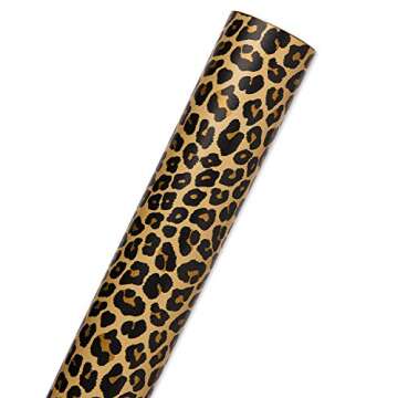 American Greetings Reversible Wrapping Paper Jumbo Roll for Graduation, Birthdays and All Occasions, Leopard and Gold (1 Roll, 175 sq. ft.)