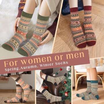 LOCONHA Women's Cozy Wool Socks - 5 Pairs Warmth