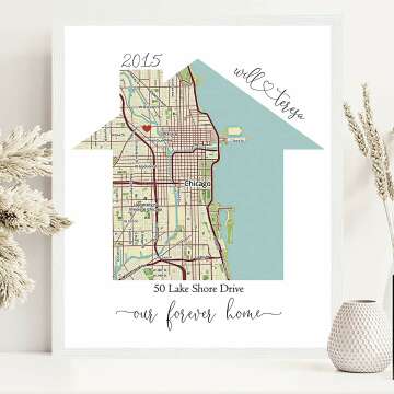 Personalized Home Map - Unique Housewarming Gift