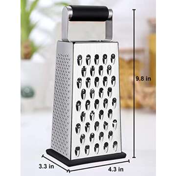 Kaishun Cheese Grater, Box Grater for Cheese Stainless steel Vegetable Slicer Food Shredder 4-sided Convenience Gadgets for kitchen