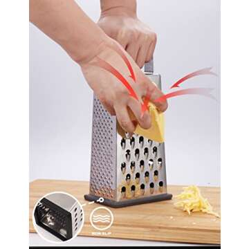 Kaishun Cheese Grater, Box Grater for Cheese Stainless steel Vegetable Slicer Food Shredder 4-sided Convenience Gadgets for kitchen