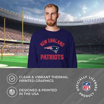 Team Fan Apparel NFL Adult Gameday Football Crewneck Sweatshirt - Cotton Blend - Stay warm, comfortable & stylish on game day (New England Patriots - Navy, Medium)