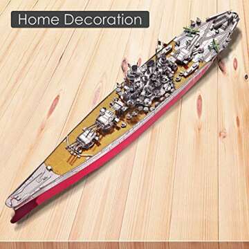 Piececool 3D Metal Puzzle Military Watercraft Model Kits, Yamato Battleship Metal Model Building Kit for Adults, Brain Teaser DIY Hobbies for Men, for Teens Boys, 245 Pcs