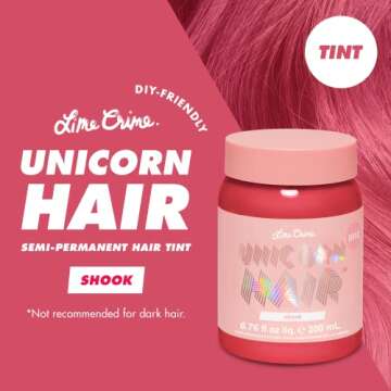 Lime Crime Pastel Colored Unicorn Hair Tint, Shook (Victorian Rose) - Damage-Free Semi-Permanent Hair Color Conditions & Moisturizes - Temporary Hair Dye Kit Has Sugary Citrus Vanilla Scent - Vegan